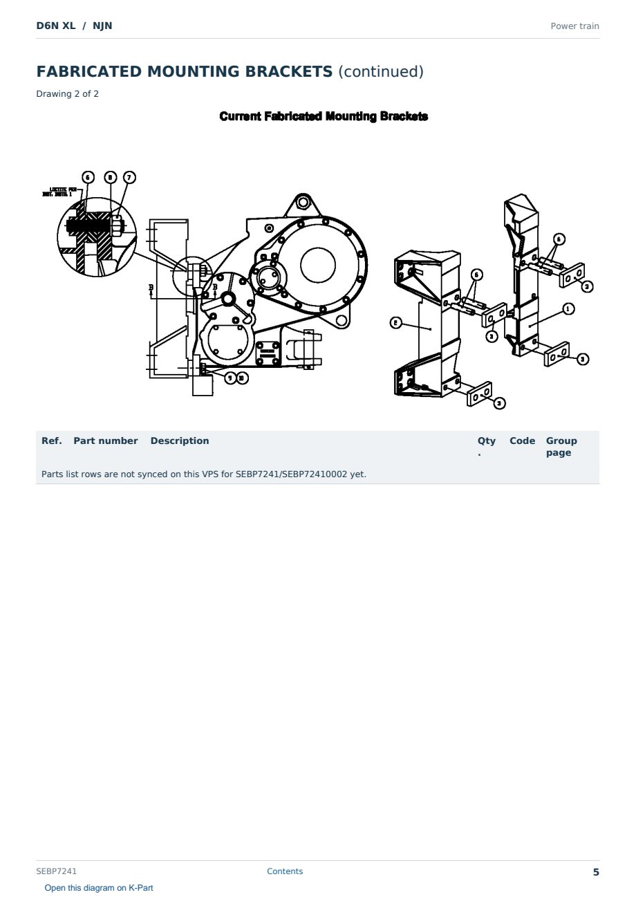 Caterpillar D6N XL S/N NJN Partsbook SEBP7241 (English) - sample page 5 of 10 Caterpillar D6N XL S/N NJN Partsbook SEBP7241 (English) - sample page 5 of 10