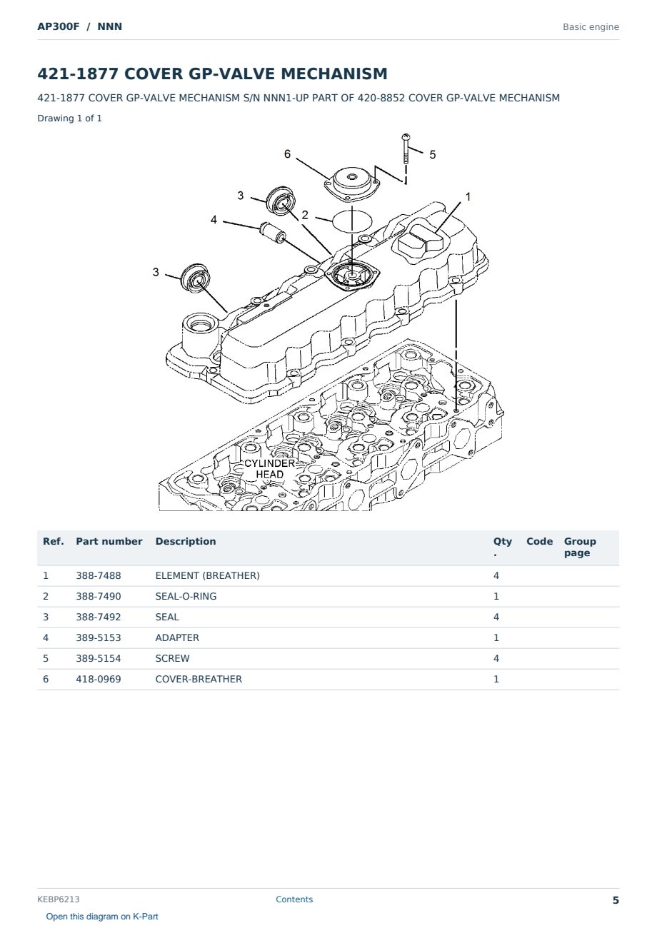 Caterpillar AP300F S/N NNN Partsbook KEBP6213 (English) - sample page 5 of 10 Caterpillar AP300F S/N NNN Partsbook KEBP6213 (English) - sample page 5 of 10