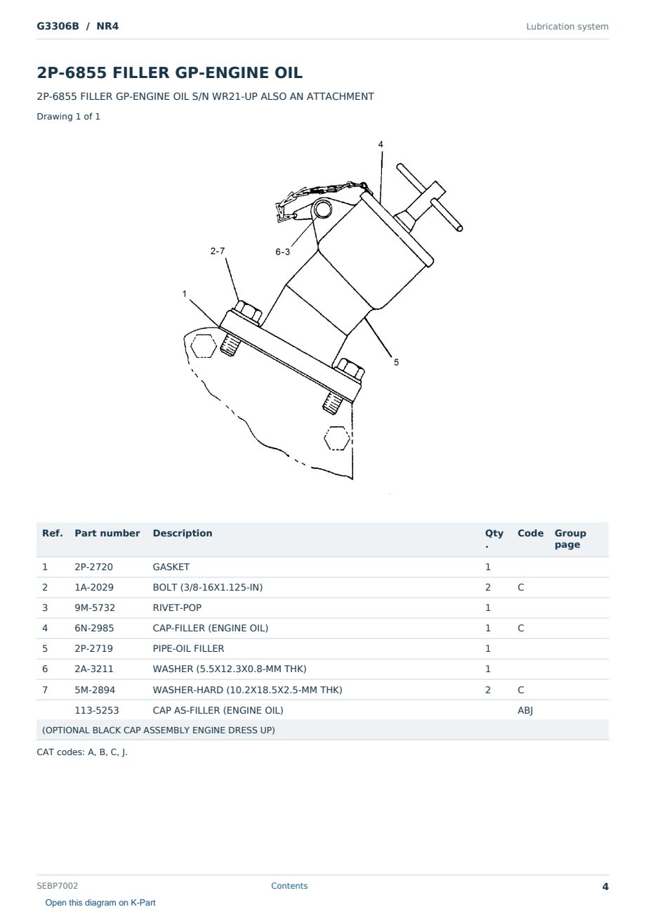 Caterpillar G3306B S/N NR4 Partsbook SEBP7002 (English) - sample page 4 of 10 Caterpillar G3306B S/N NR4 Partsbook SEBP7002 (English) - sample page 4 of 10