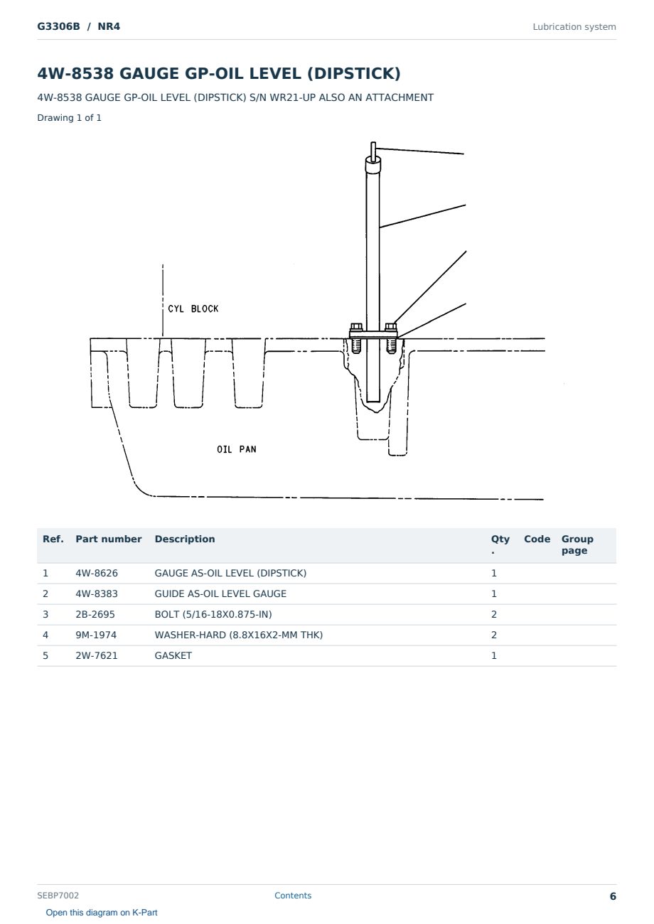 Caterpillar G3306B S/N NR4 Partsbook SEBP7002 (English) - sample page 6 of 10 Caterpillar G3306B S/N NR4 Partsbook SEBP7002 (English) - sample page 6 of 10