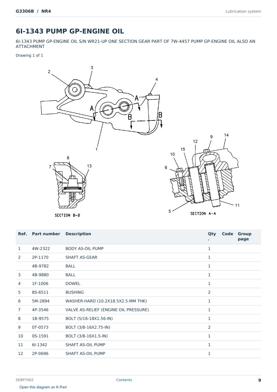 Caterpillar G3306B S/N NR4 Partsbook SEBP7002 (English) - sample page 9 of 10 Caterpillar G3306B S/N NR4 Partsbook SEBP7002 (English) - sample page 9 of 10
