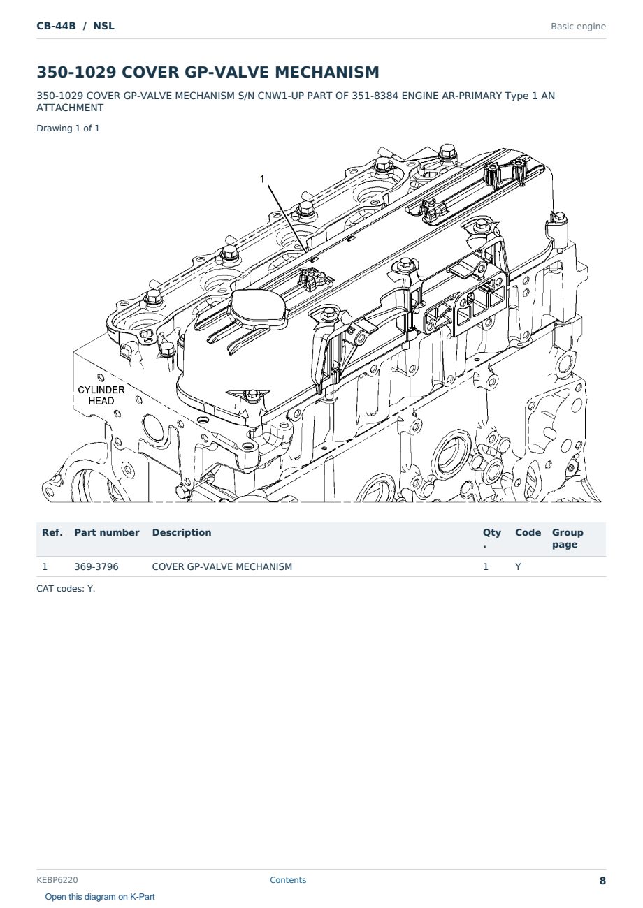 Caterpillar CB-44B S/N NSL Partsbook KEBP6220 (English) - sample page 8 of 10 Caterpillar CB-44B S/N NSL Partsbook KEBP6220 (English) - sample page 8 of 10