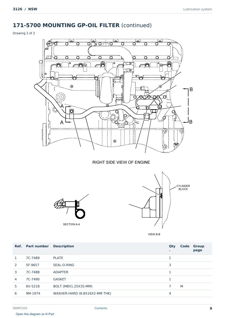 Caterpillar 3126 S/N NSW Partsbook SEBP5320 (English) - sample page 9 of 10 Caterpillar 3126 S/N NSW Partsbook SEBP5320 (English) - sample page 9 of 10