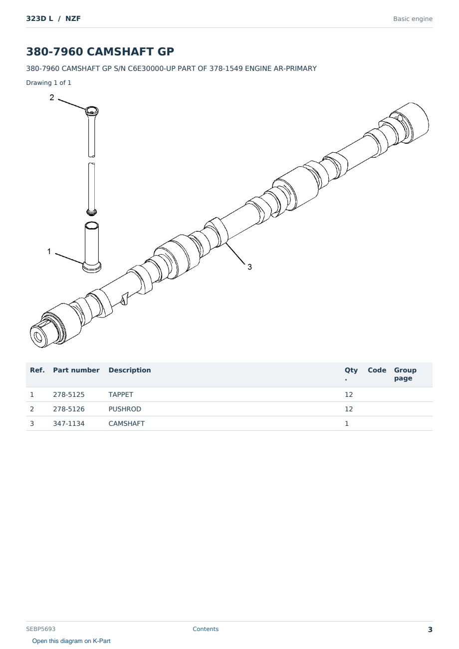 Caterpillar 323D L S/N NZF Partsbook SEBP5693 (English) - sample page 3 of 10 Caterpillar 323D L S/N NZF Partsbook SEBP5693 (English) - sample page 3 of 10