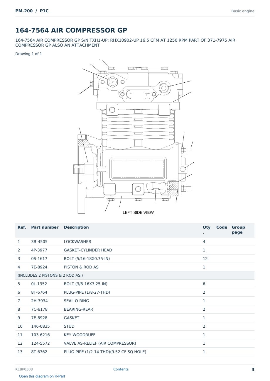 Caterpillar PM-200 S/N P1C Partsbook KEBP0308 (English) - sample page 3 of 10 Caterpillar PM-200 S/N P1C Partsbook KEBP0308 (English) - sample page 3 of 10