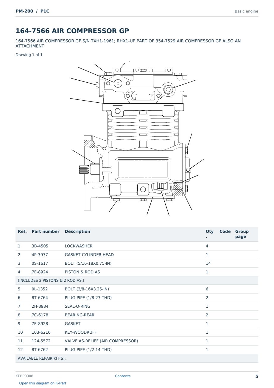 Caterpillar PM-200 S/N P1C Partsbook KEBP0308 (English) - sample page 5 of 10 Caterpillar PM-200 S/N P1C Partsbook KEBP0308 (English) - sample page 5 of 10