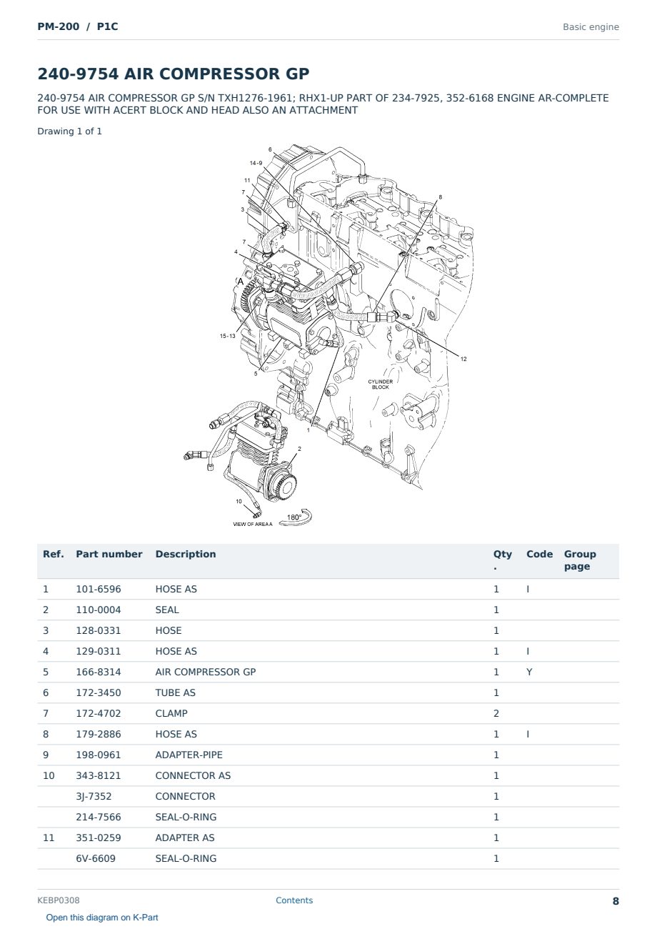 Caterpillar PM-200 S/N P1C Partsbook KEBP0308 (English) - sample page 8 of 10 Caterpillar PM-200 S/N P1C Partsbook KEBP0308 (English) - sample page 8 of 10