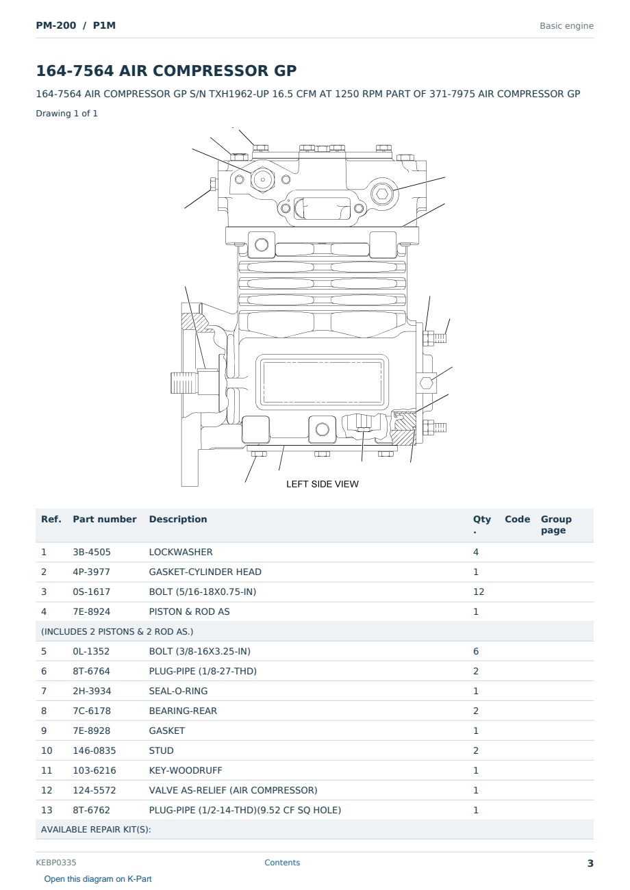 Caterpillar PM-200 S/N P1M Partsbook KEBP0335 (English) - sample page 3 of 10 Caterpillar PM-200 S/N P1M Partsbook KEBP0335 (English) - sample page 3 of 10