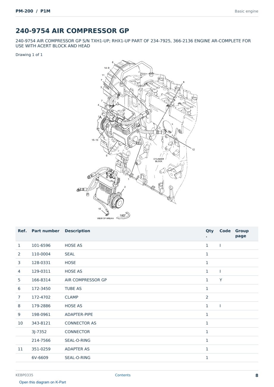 Caterpillar PM-200 S/N P1M Partsbook KEBP0335 (English) - sample page 8 of 10 Caterpillar PM-200 S/N P1M Partsbook KEBP0335 (English) - sample page 8 of 10