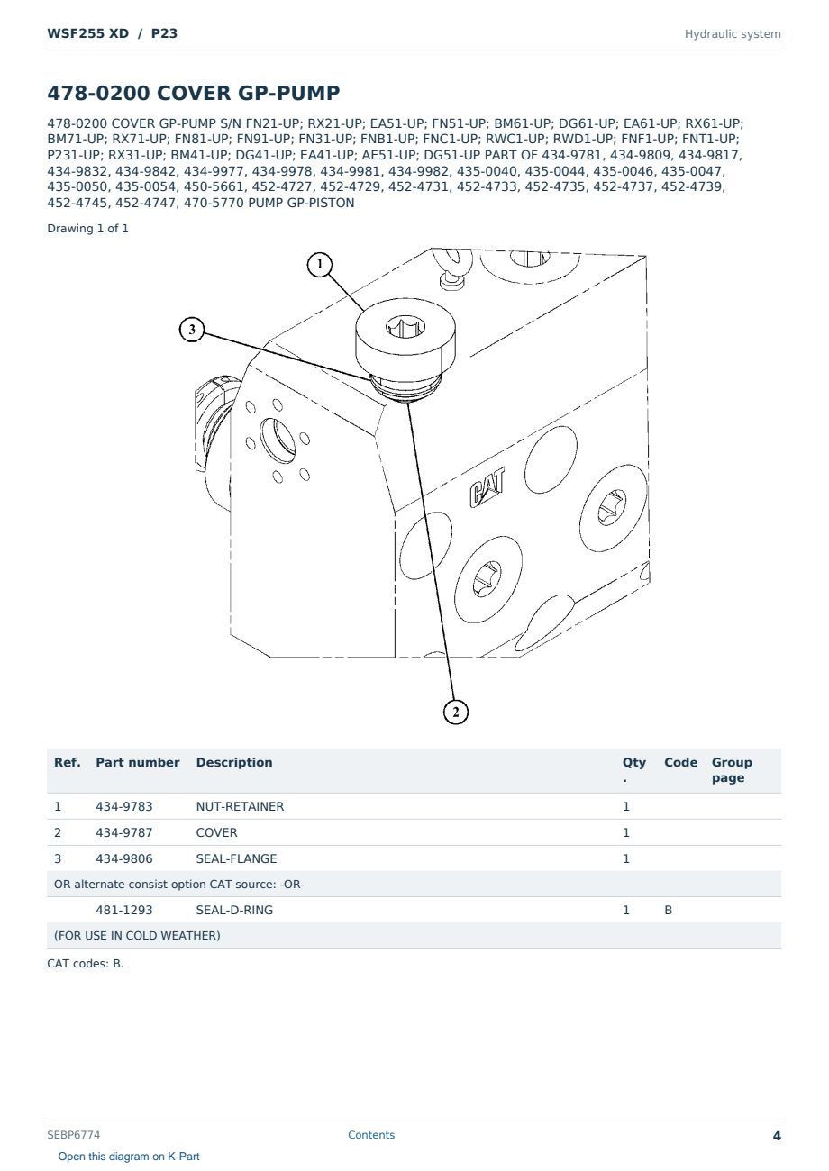 Caterpillar WSF255 XD S/N P23 Partsbook SEBP6774 (English) - sample page 4 of 10 Caterpillar WSF255 XD S/N P23 Partsbook SEBP6774 (English) - sample page 4 of 10