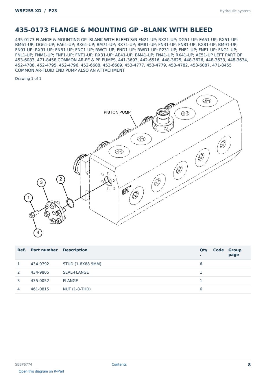 Caterpillar WSF255 XD S/N P23 Partsbook SEBP6774 (English) - sample page 8 of 10 Caterpillar WSF255 XD S/N P23 Partsbook SEBP6774 (English) - sample page 8 of 10