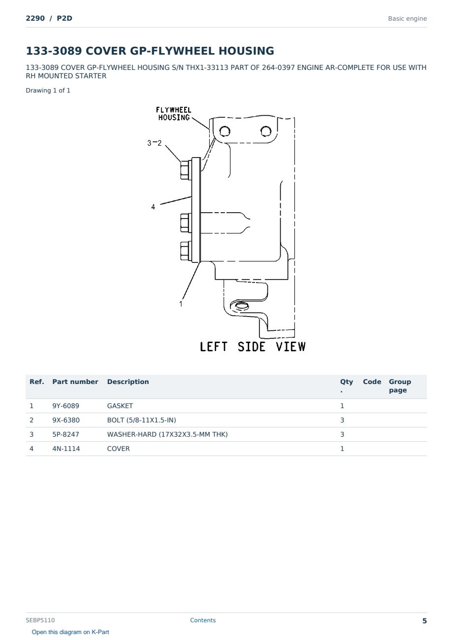 Caterpillar 2290 S/N P2D Partsbook SEBP5110 (English) - sample page 5 of 10 Caterpillar 2290 S/N P2D Partsbook SEBP5110 (English) - sample page 5 of 10
