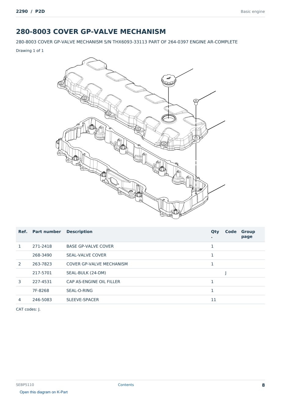 Caterpillar 2290 S/N P2D Partsbook SEBP5110 (English) - sample page 8 of 10 Caterpillar 2290 S/N P2D Partsbook SEBP5110 (English) - sample page 8 of 10
