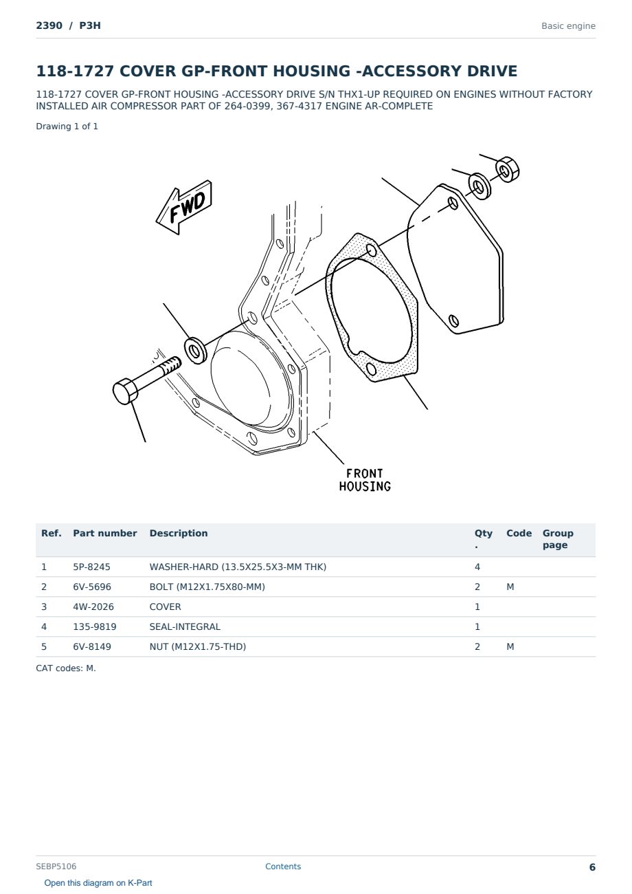 Caterpillar 2390 S/N P3H Partsbook SEBP5106 (English) - sample page 6 of 10 Caterpillar 2390 S/N P3H Partsbook SEBP5106 (English) - sample page 6 of 10