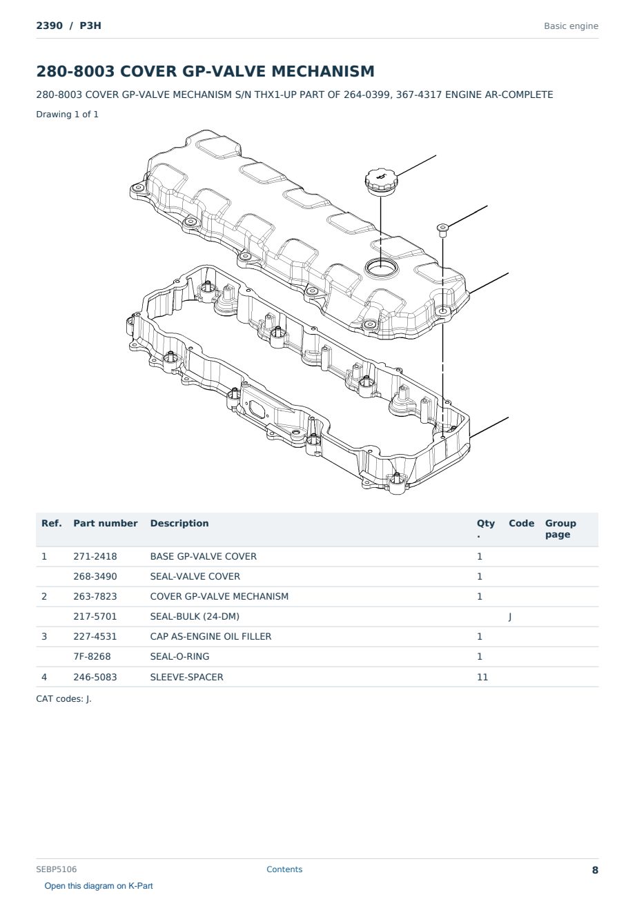 Caterpillar 2390 S/N P3H Partsbook SEBP5106 (English) - sample page 8 of 10 Caterpillar 2390 S/N P3H Partsbook SEBP5106 (English) - sample page 8 of 10