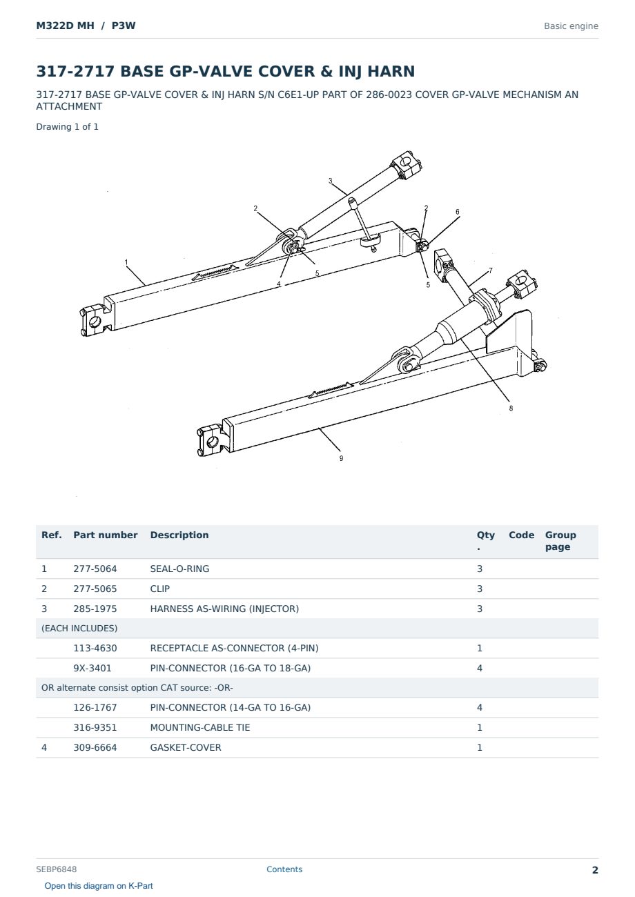Caterpillar M322D MH S/N P3W Partsbook SEBP6848 (English) - sample page 2 of 10 Caterpillar M322D MH S/N P3W Partsbook SEBP6848 (English) - sample page 2 of 10