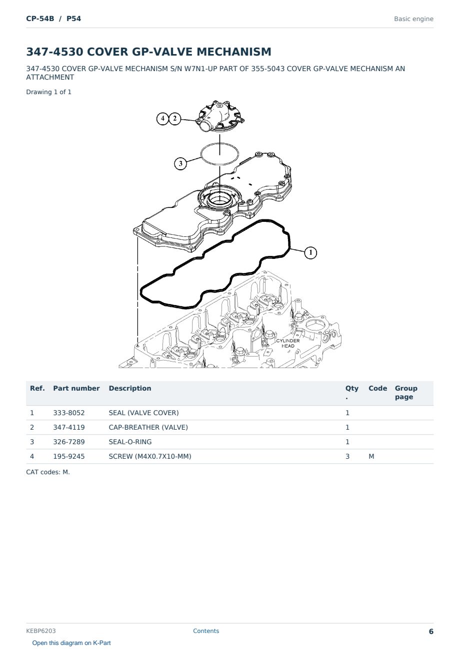 Caterpillar CP-54B S/N P54 Partsbook KEBP6203 (English) - sample page 6 of 10 Caterpillar CP-54B S/N P54 Partsbook KEBP6203 (English) - sample page 6 of 10