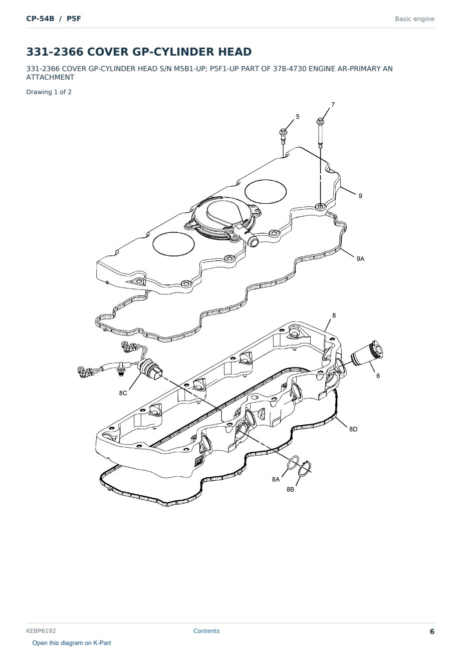 Caterpillar CP-54B S/N P5F Partsbook KEBP6192 (English) - sample page 6 of 10 Caterpillar CP-54B S/N P5F Partsbook KEBP6192 (English) - sample page 6 of 10