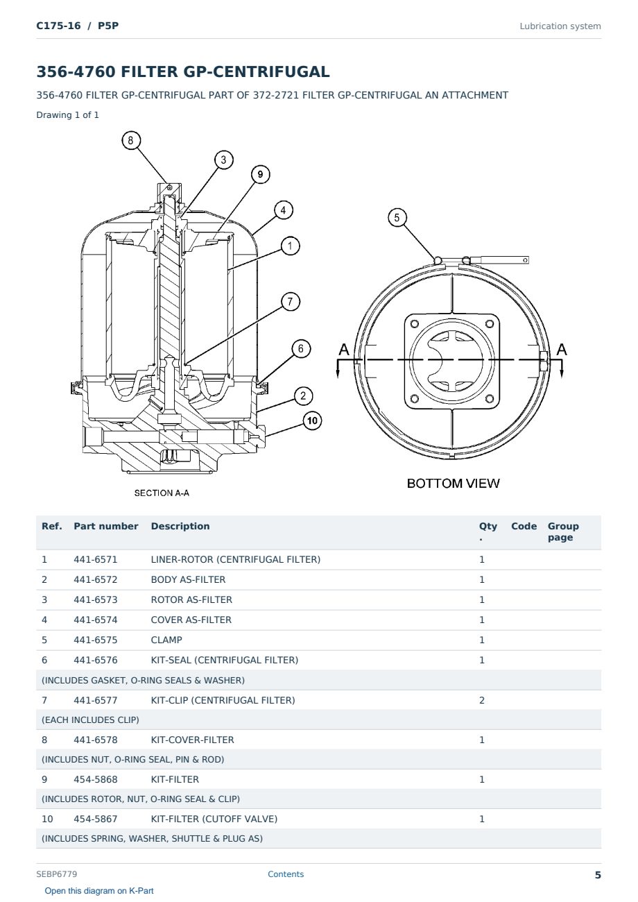 Caterpillar C175-16 S/N P5P Partsbook SEBP6779 (English) - sample page 5 of 10 Caterpillar C175-16 S/N P5P Partsbook SEBP6779 (English) - sample page 5 of 10