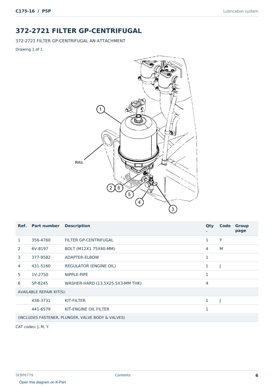 Caterpillar C175-16 S/N P5P Partsbook SEBP6779 (English) - sample page 6 of 10 Caterpillar C175-16 S/N P5P Partsbook SEBP6779 (English) - sample page 6 of 10