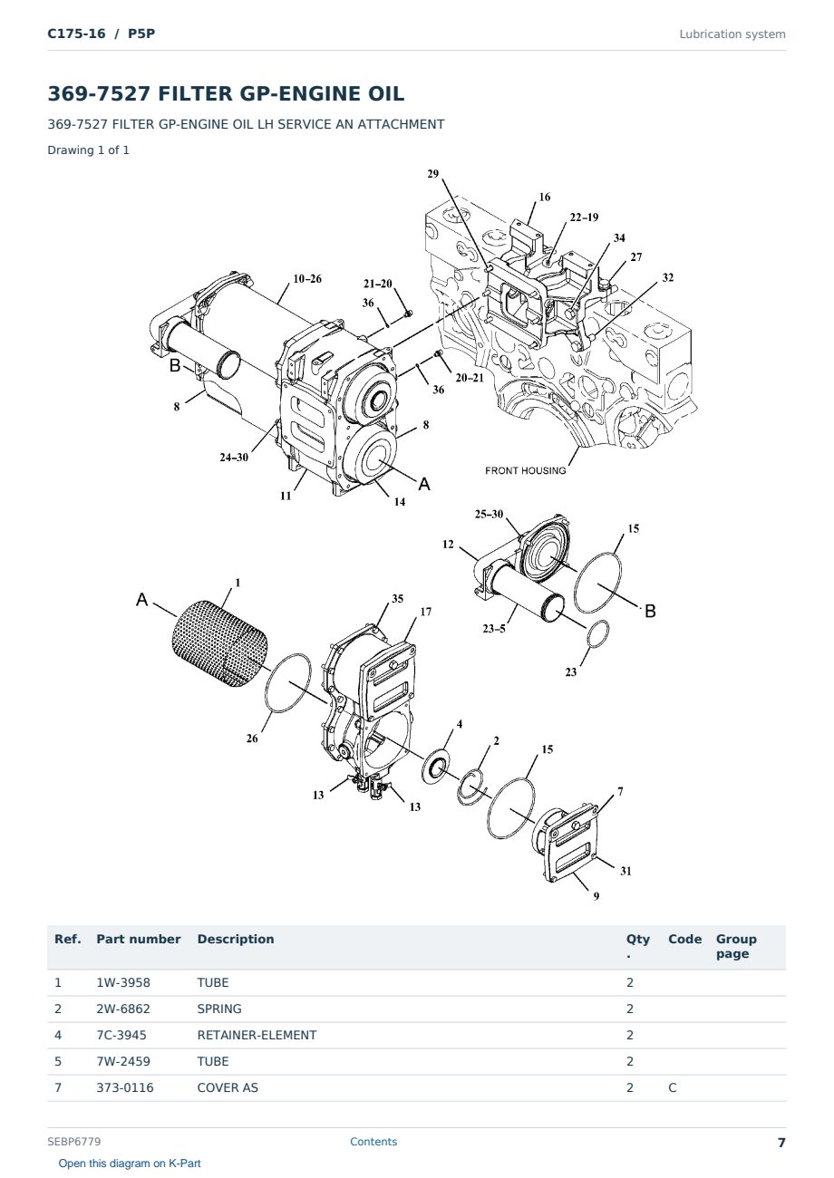 Caterpillar C175-16 S/N P5P Partsbook SEBP6779 (English) - sample page 7 of 10 Caterpillar C175-16 S/N P5P Partsbook SEBP6779 (English) - sample page 7 of 10