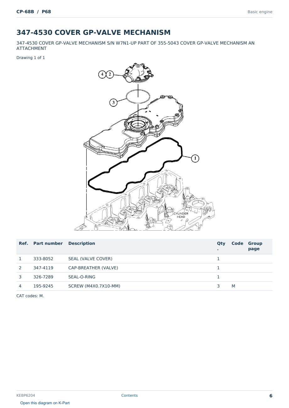 Caterpillar CP-68B S/N P68 Partsbook KEBP6204 (English) - sample page 6 of 10 Caterpillar CP-68B S/N P68 Partsbook KEBP6204 (English) - sample page 6 of 10