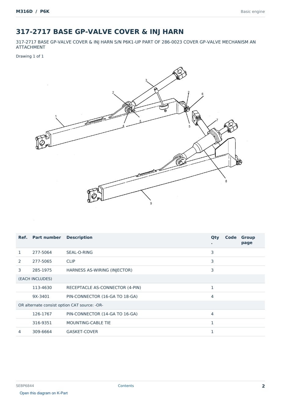 Caterpillar M316D S/N P6K Partsbook SEBP6844 (English) - sample page 2 of 10 Caterpillar M316D S/N P6K Partsbook SEBP6844 (English) - sample page 2 of 10