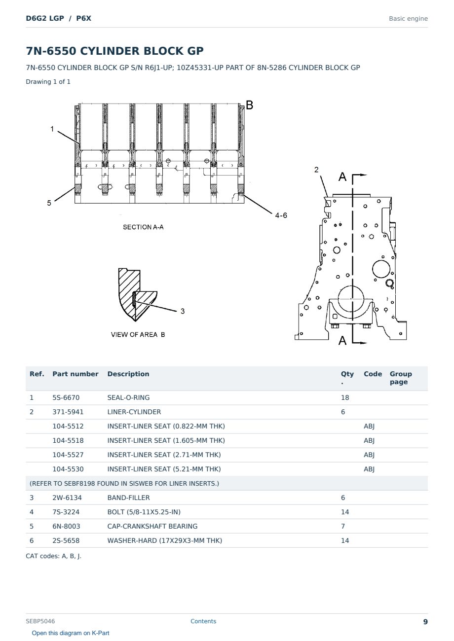 Caterpillar D6G2 LGP S/N P6X Partsbook SEBP5046 (English) - sample page 9 of 10 Caterpillar D6G2 LGP S/N P6X Partsbook SEBP5046 (English) - sample page 9 of 10