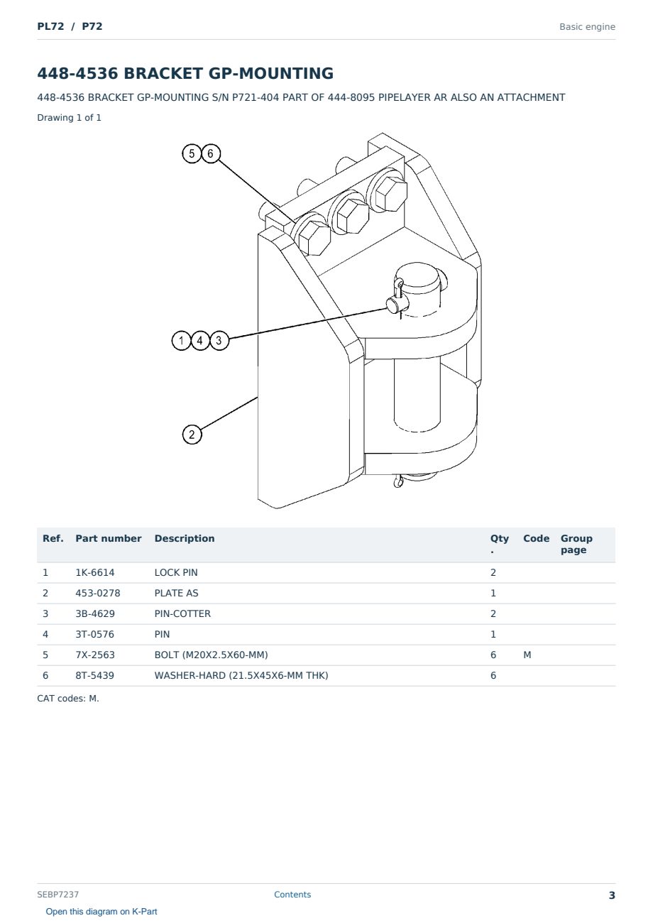Caterpillar PL72 S/N P72 Partsbook SEBP7237 (English) - sample page 3 of 10 Caterpillar PL72 S/N P72 Partsbook SEBP7237 (English) - sample page 3 of 10