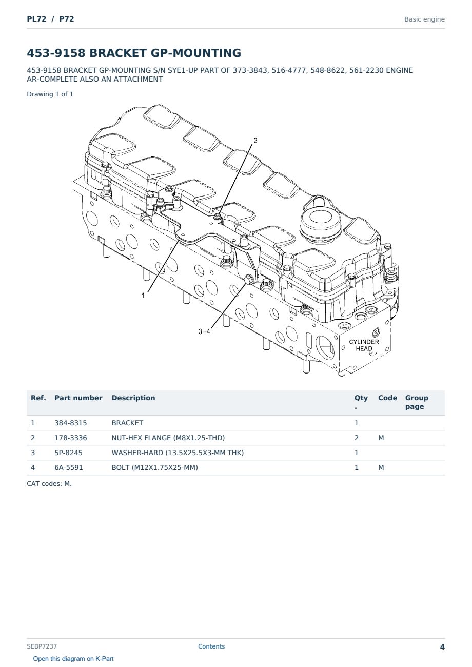 Caterpillar PL72 S/N P72 Partsbook SEBP7237 (English) - sample page 4 of 10 Caterpillar PL72 S/N P72 Partsbook SEBP7237 (English) - sample page 4 of 10