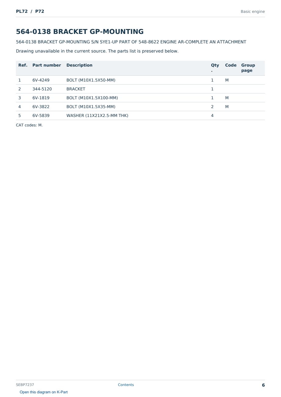Caterpillar PL72 S/N P72 Partsbook SEBP7237 (English) - sample page 6 of 10 Caterpillar PL72 S/N P72 Partsbook SEBP7237 (English) - sample page 6 of 10