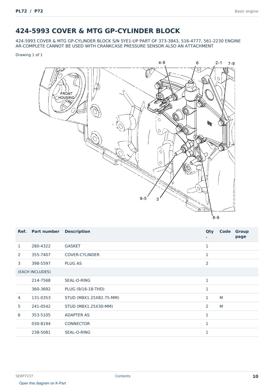 Caterpillar PL72 S/N P72 Partsbook SEBP7237 (English) - sample page 10 of 10 Caterpillar PL72 S/N P72 Partsbook SEBP7237 (English) - sample page 10 of 10