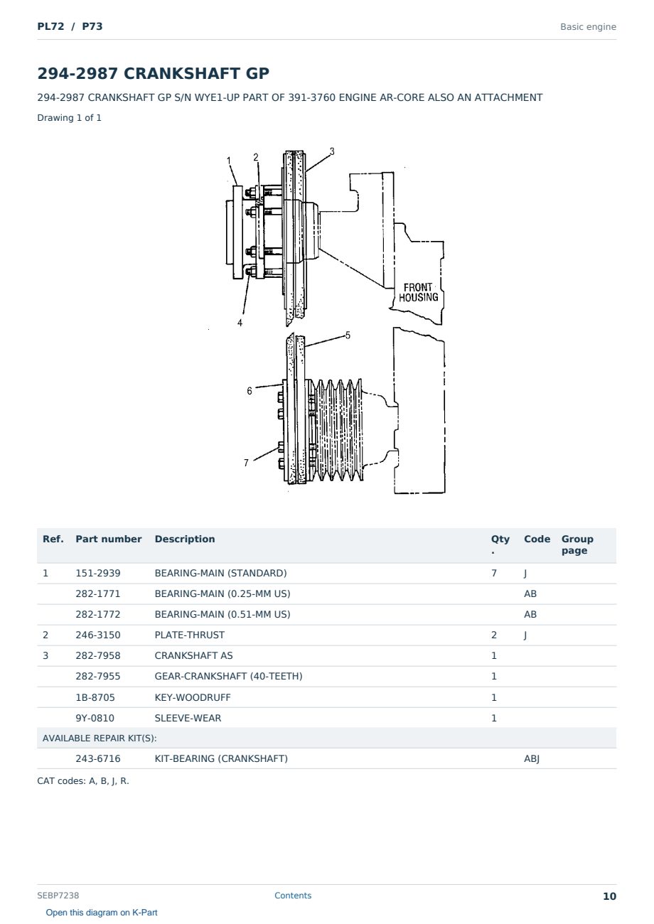 Caterpillar PL72 S/N P73 Partsbook SEBP7238 (English) - sample page 10 of 10 Caterpillar PL72 S/N P73 Partsbook SEBP7238 (English) - sample page 10 of 10