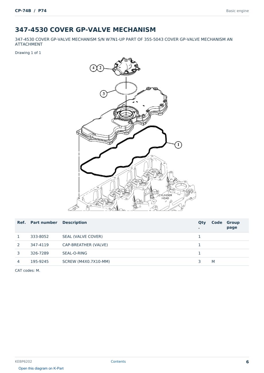 Caterpillar CP-74B S/N P74 Partsbook KEBP6202 (English) - sample page 6 of 10 Caterpillar CP-74B S/N P74 Partsbook KEBP6202 (English) - sample page 6 of 10