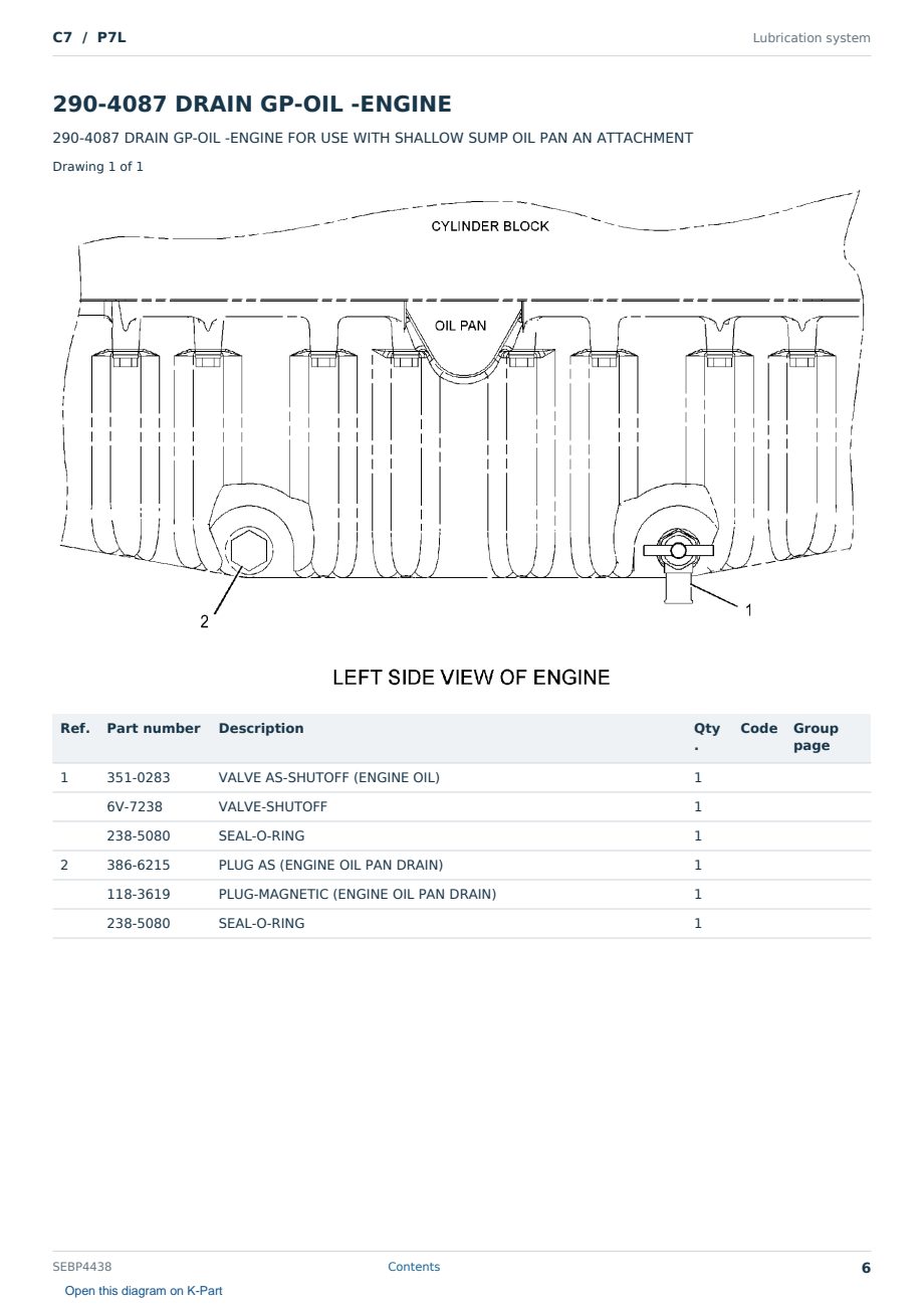 Caterpillar C7 S/N P7L Partsbook SEBP4438 (English) - sample page 6 of 10 Caterpillar C7 S/N P7L Partsbook SEBP4438 (English) - sample page 6 of 10