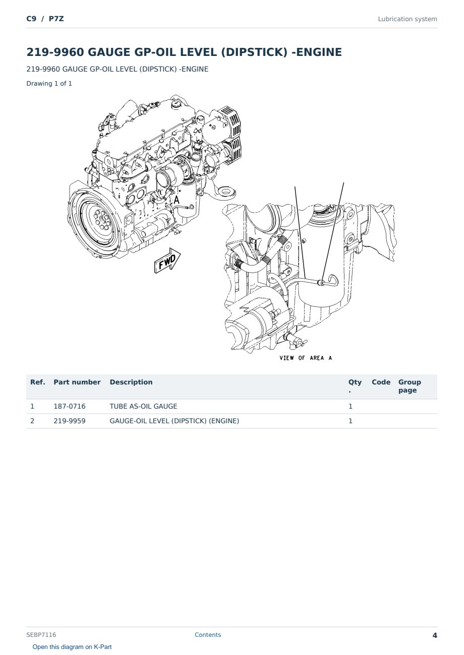 Caterpillar C9 S/N P7Z Partsbook SEBP7116 (English) - sample page 4 of 10 Caterpillar C9 S/N P7Z Partsbook SEBP7116 (English) - sample page 4 of 10