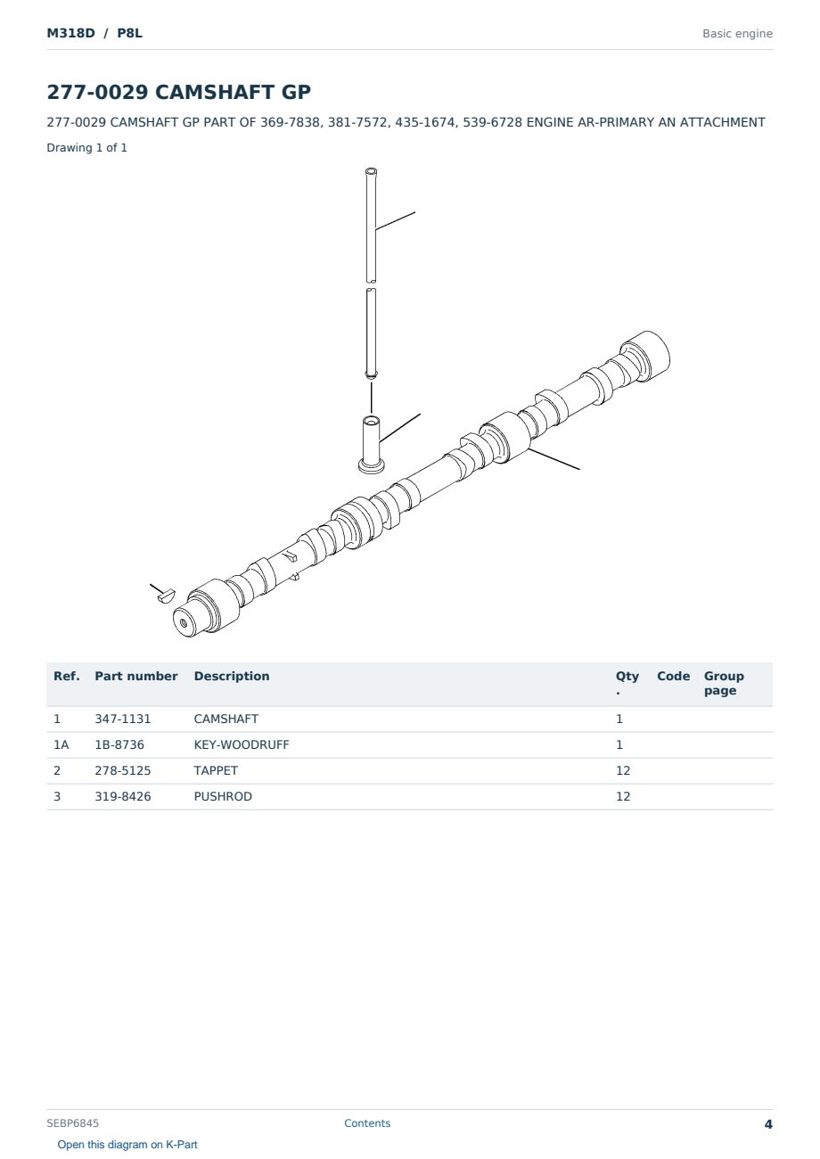 Caterpillar M318D S/N P8L Partsbook SEBP6845 (English) - sample page 4 of 10 Caterpillar M318D S/N P8L Partsbook SEBP6845 (English) - sample page 4 of 10
