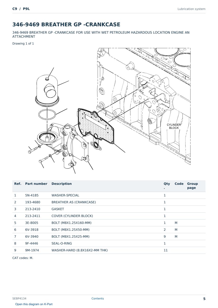 Caterpillar C9 S/N P9L Partsbook SEBP4134 (English) - sample page 5 of 10 Caterpillar C9 S/N P9L Partsbook SEBP4134 (English) - sample page 5 of 10