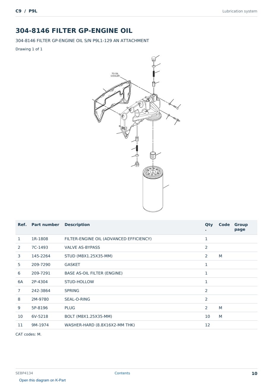 Caterpillar C9 S/N P9L Partsbook SEBP4134 (English) - sample page 10 of 10 Caterpillar C9 S/N P9L Partsbook SEBP4134 (English) - sample page 10 of 10