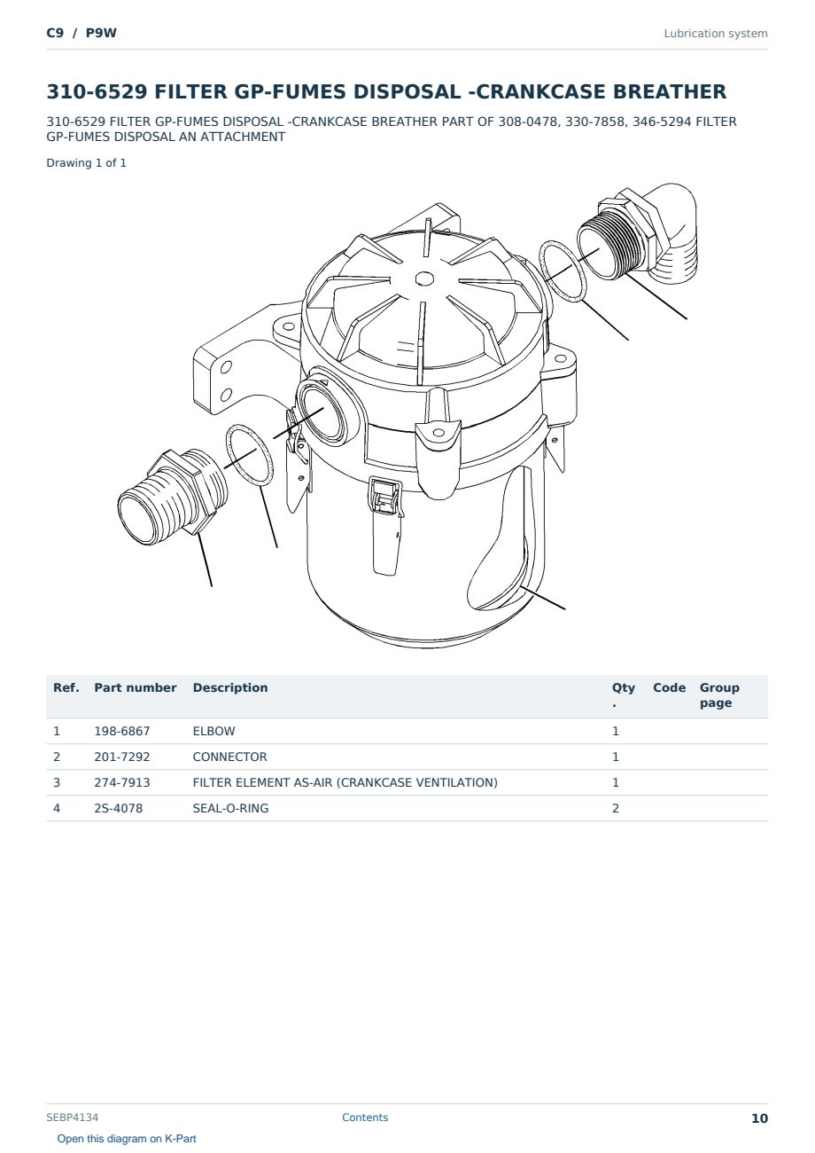 Caterpillar C9 S/N P9W Partsbook SEBP4134 (English) - sample page 10 of 10 Caterpillar C9 S/N P9W Partsbook SEBP4134 (English) - sample page 10 of 10
