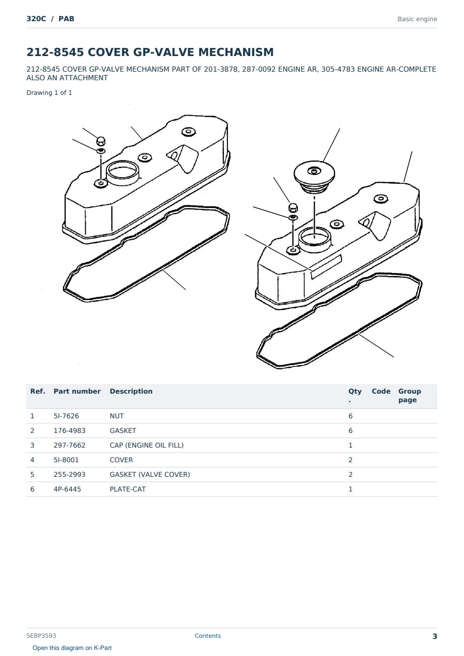 Caterpillar 320C S/N PAB Partsbook SEBP3593 (English) - sample page 3 of 10 Caterpillar 320C S/N PAB Partsbook SEBP3593 (English) - sample page 3 of 10