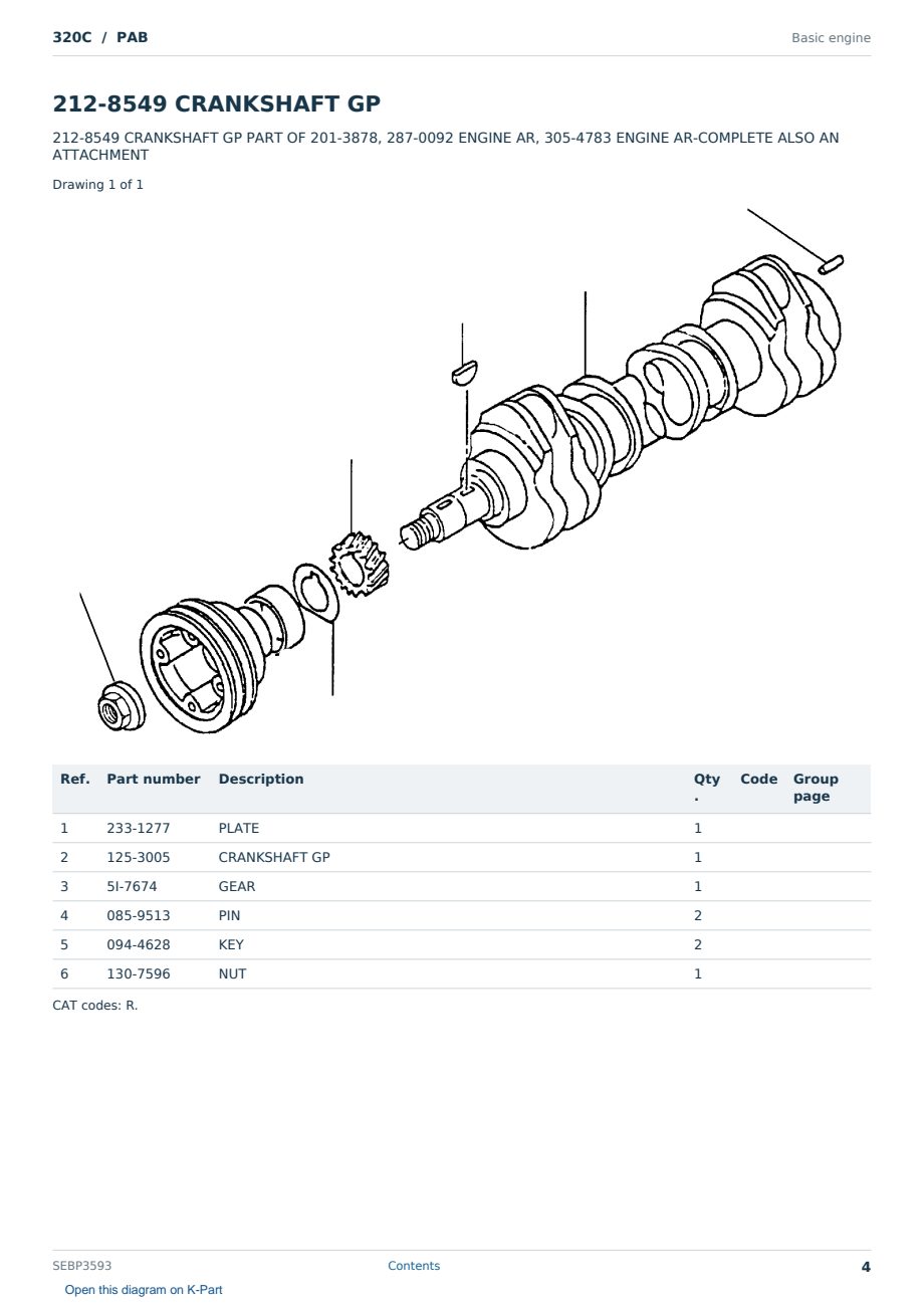 Caterpillar 320C S/N PAB Partsbook SEBP3593 (English) - sample page 4 of 10 Caterpillar 320C S/N PAB Partsbook SEBP3593 (English) - sample page 4 of 10