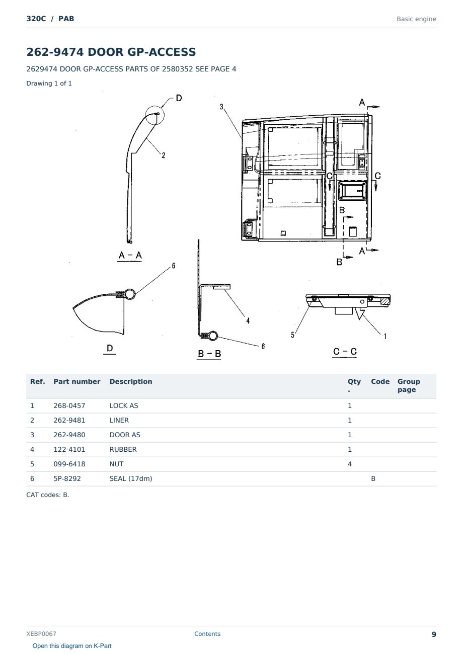 Caterpillar 320C S/N PAB Partsbook XEBP0067 (English) - sample page 9 of 10 Caterpillar 320C S/N PAB Partsbook XEBP0067 (English) - sample page 9 of 10