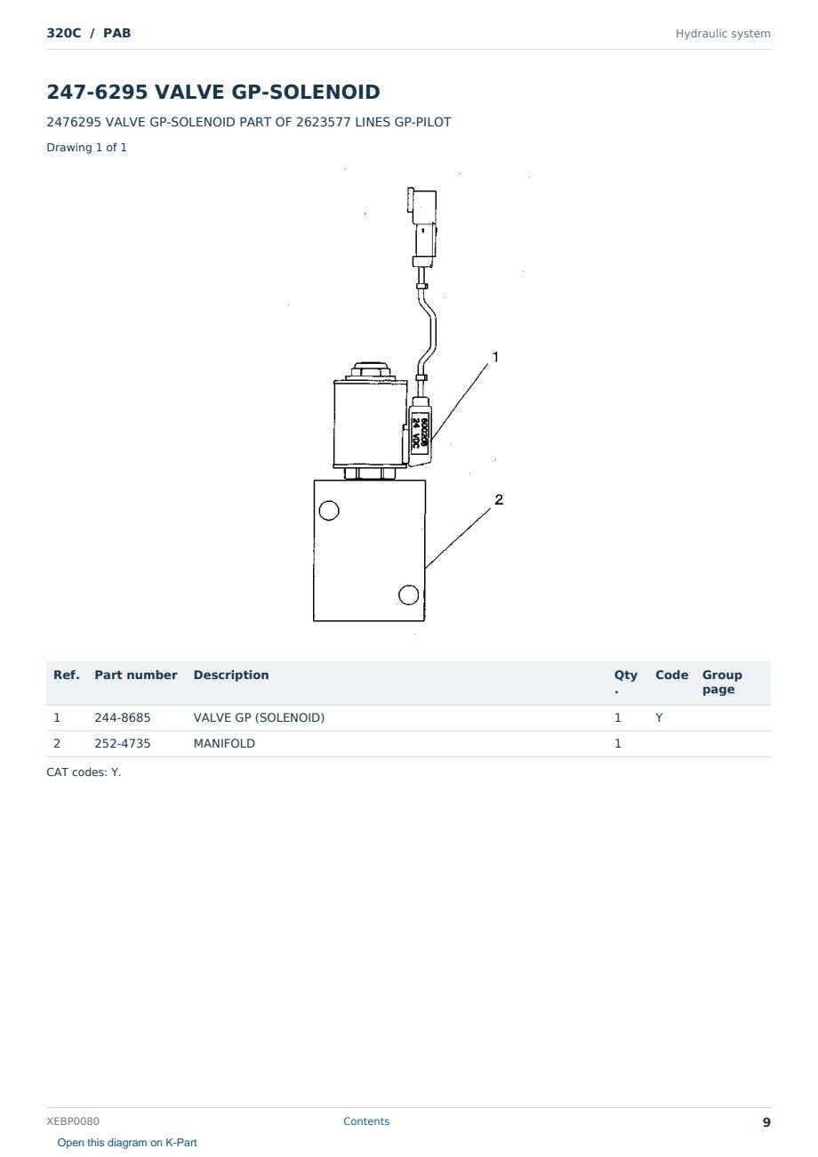 Caterpillar 320C S/N PAB Partsbook XEBP0080 (English) - sample page 9 of 10 Caterpillar 320C S/N PAB Partsbook XEBP0080 (English) - sample page 9 of 10