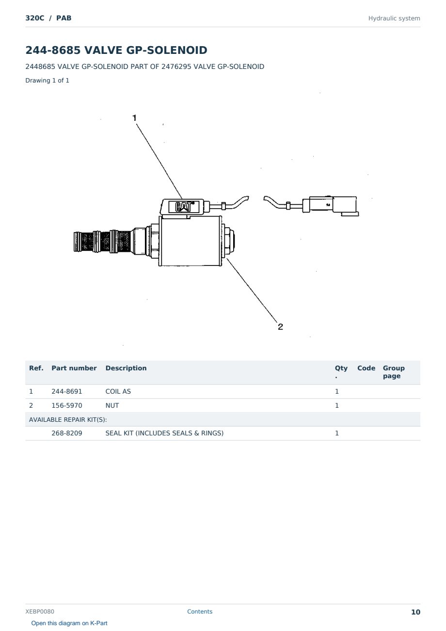 Caterpillar 320C S/N PAB Partsbook XEBP0080 (English) - sample page 10 of 10 Caterpillar 320C S/N PAB Partsbook XEBP0080 (English) - sample page 10 of 10