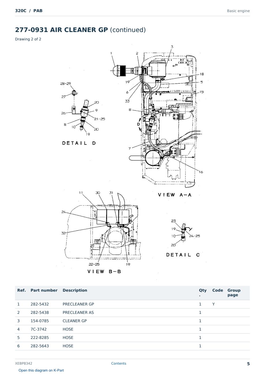 Caterpillar 320C S/N PAB Partsbook XEBP8342 (English) - sample page 5 of 10 Caterpillar 320C S/N PAB Partsbook XEBP8342 (English) - sample page 5 of 10