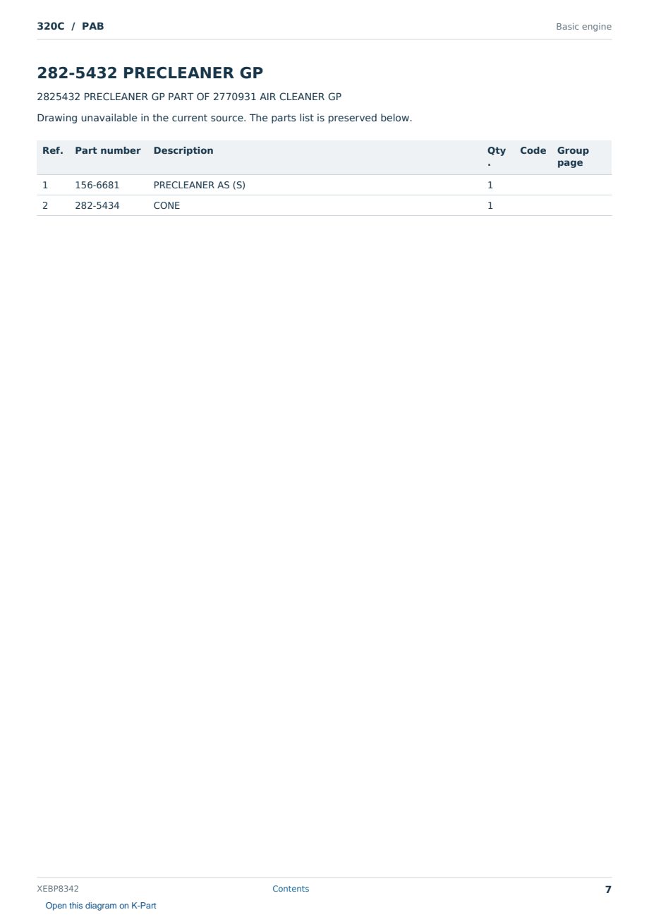 Caterpillar 320C S/N PAB Partsbook XEBP8342 (English) - sample page 7 of 10 Caterpillar 320C S/N PAB Partsbook XEBP8342 (English) - sample page 7 of 10