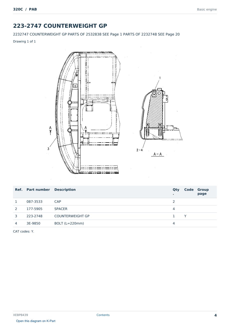 Caterpillar 320C S/N PAB Partsbook XEBP8439 (English) - sample page 4 of 10 Caterpillar 320C S/N PAB Partsbook XEBP8439 (English) - sample page 4 of 10