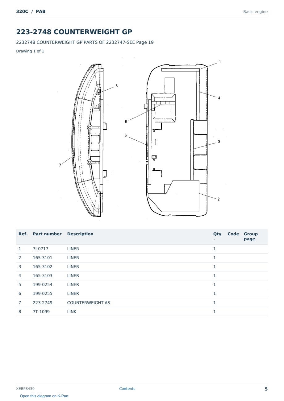 Caterpillar 320C S/N PAB Partsbook XEBP8439 (English) - sample page 5 of 10 Caterpillar 320C S/N PAB Partsbook XEBP8439 (English) - sample page 5 of 10