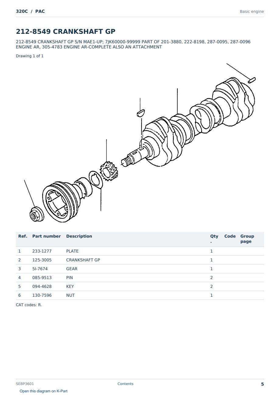 Caterpillar 320C S/N PAC Partsbook SEBP3601 (English) - sample page 5 of 10 Caterpillar 320C S/N PAC Partsbook SEBP3601 (English) - sample page 5 of 10